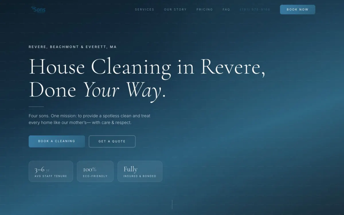 Homepage of 4Sons Cleaning Services (foursonscleaning.com)