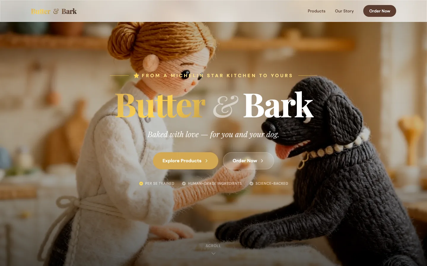 Butter & Bark bakery website homepage