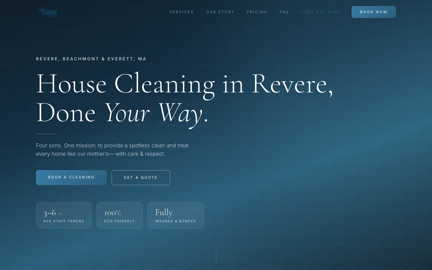 4Sons Cleaning website homepage